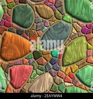 3D render seamless pave background tile with wood pattern texture Stock Photo