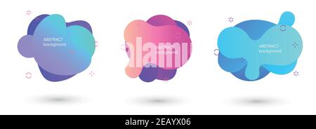 Set of isolated blue and red fluid blobs, gradient green and violet liquid spots. Abstract brush spats for poster design  Stock Vector