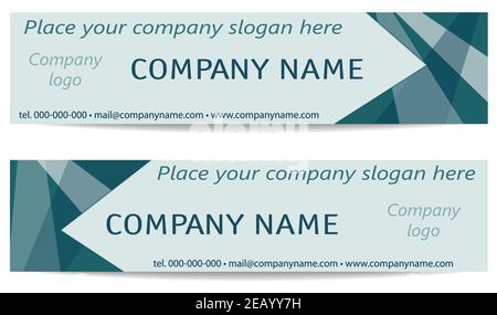 Headers Design. Two Business geometric Banners set, blue-green, teal tones. Sample Text. Elegant Template. Modern Technology Layout. Vector EPS10 Stock Vector