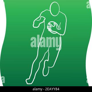 Rugby player running with ball line icon of a sports set. Vector EPS 10 Stock Vector