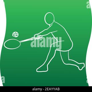 Creative silhouette of professional Badminton player doing shot. Icon of a set. Vector EPS 10 Stock Vector