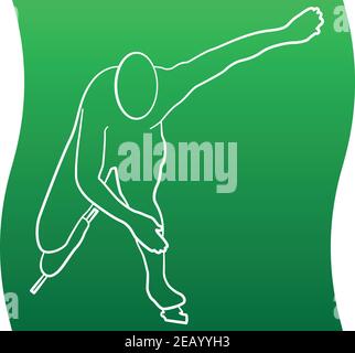 Speed skating, stylized silhouette line icon of a sports set. Vector EPS 10 Stock Vector