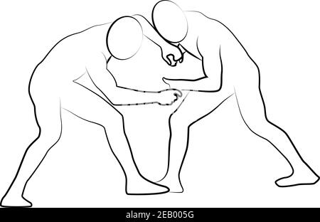 Wrestling icon of a sport set. Line vector illustration EPS 10 Stock Vector