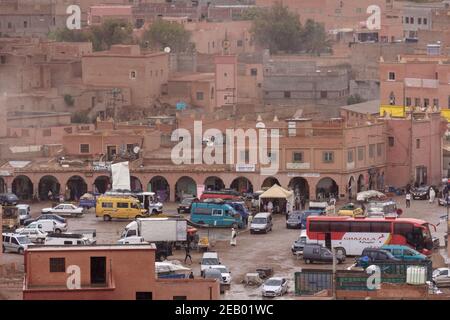 crowded street in a small city in morocco near the atlas Stock Photo