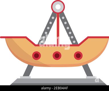 amusement park pirate ship ride carnival flat design vector illustration Stock Vector