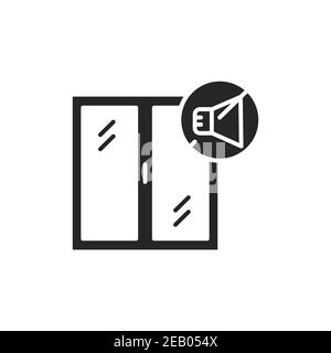 Sound-isolating window color line icon. Pictogram for web page, mobile app, promo. Editable stroke. Stock Vector