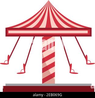 amusement park swing carousel ride carnival flat design vector illustration Stock Vector