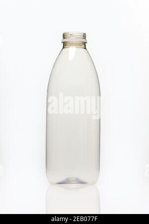 A selection of plastic bottles shot on a white background with refection possible use for recycling stories.(various images in set) Stock Photo