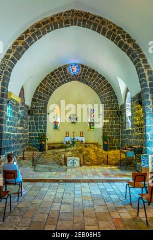 TABGHA, ISRAEL, SEPTEMBER 15, 2018: Church of the primacy of saint peter in Tabgha, Israel Stock Photo