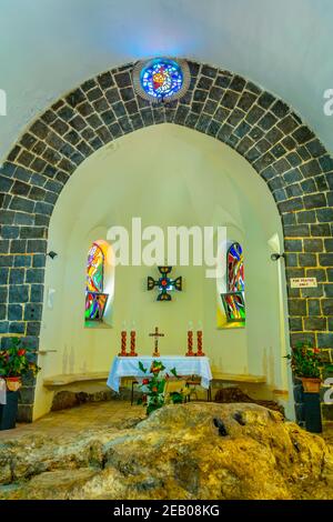 TABGHA, ISRAEL, SEPTEMBER 15, 2018: Church of the primacy of saint peter in Tabgha, Israel Stock Photo