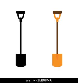 Shovel isolated on a white background. Color line art. Retro design. Vector illustration. Stock Vector