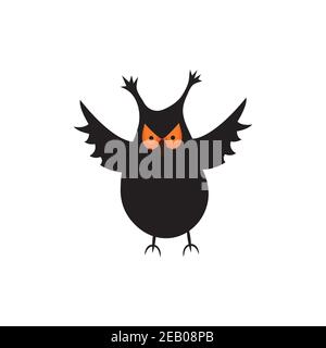 Owl. Icon, halloween. Vector illustration on white isolated background. Stock Vector