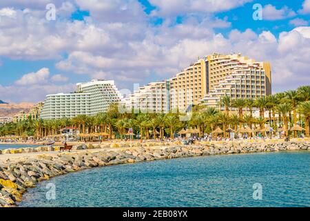 EILAT, ISRAEL, DECEMBER 30, 2018: Hotels in israeli holiday resort Eilat, Israel Stock Photo
