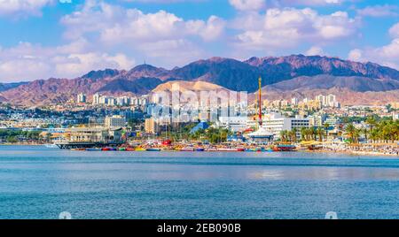 EILAT, ISRAEL, DECEMBER 30, 2018: Seaside of Eilat in Israel Stock Photo