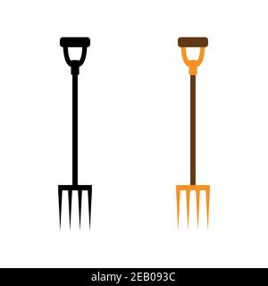 Agricultural implements - pitchfork on four thorns. Vector illustration. Stock Vector