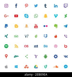 Social media apps icons set Stock Vector