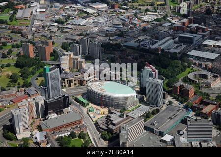 Aerial views of The First Direct Arena (also known as the Leeds Arena)  under construction, Leeds, West Yorkshire Stock Photo