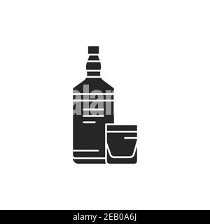 Whiskey bottle and glass color line icon. Alcoholic beverages. Pictogram for web page, mobile app, promo. UI UX GUI design element. Editable stroke. Stock Vector