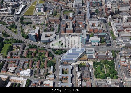 Aerial Views of Manchester Metropolitan University, including Manchester School of Art & Manchester Metropolitan University Business School Stock Photo