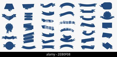 Ribbon elements set. Vintage. Modern black colored simple ribbons collection. Vector Stock Vector