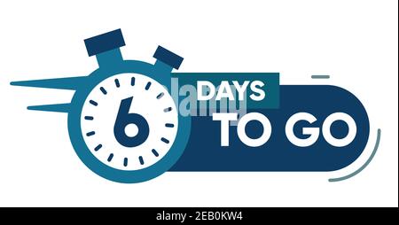 Six Days Left Icon. 6 Days To Go. Stock Vector