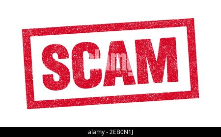 Vector illustration of the word Scam in red ink stamp Stock Vector