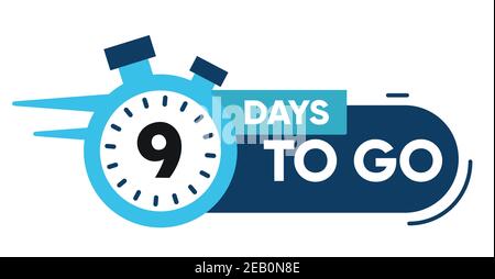 Nine days left to go sale countdown ribbon badge icon sign with red ...