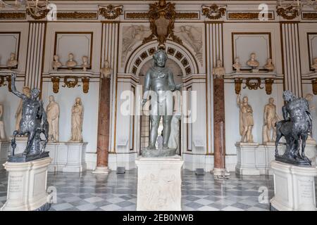 Capitoline Museums (Musei Capitolini) interior, statues and sculptures in the Great Hall of Palazzo Nuovo, Rome, Italy Stock Photo