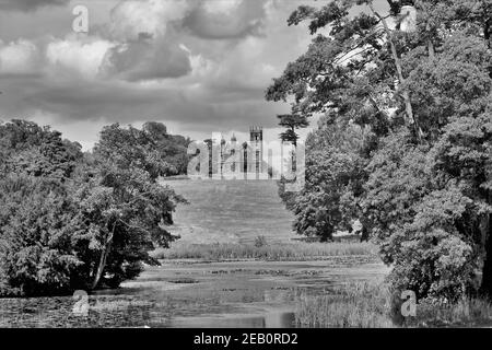 View of the Gothic Temple of Liberty, designed by James Gibbs and built in 1741, National Trust Stowe, Buckinghamshire, England Stock Photo