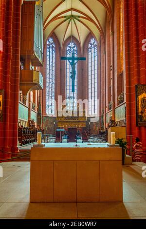 FRANKFURT, GERMANY, AUGUST 18, 2018: Interior of the imperial cathedral of Saint Bartholomew in Frankfurt, Germany Stock Photo