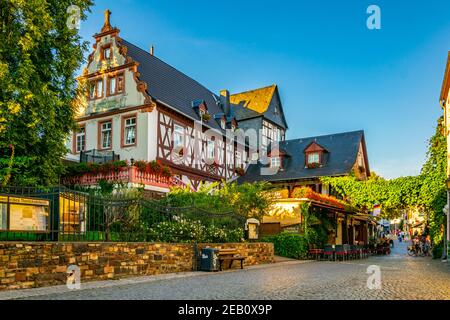 RUDESHEIM AM RHEIN, GERMANY, AUGUST 16, 2018: City center of Rudesheim am Rhein in Germany Stock Photo