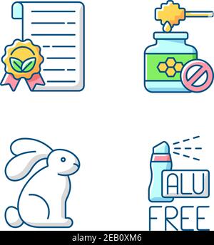 Beauty industry isuues RGB color icons set Stock Vector