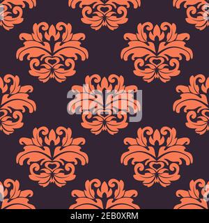 Purple and peach floral seamless pattern for wallpaper and background design Stock Vector