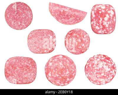 set of pieces of sausage isolated on white background. High quality photo Stock Photo