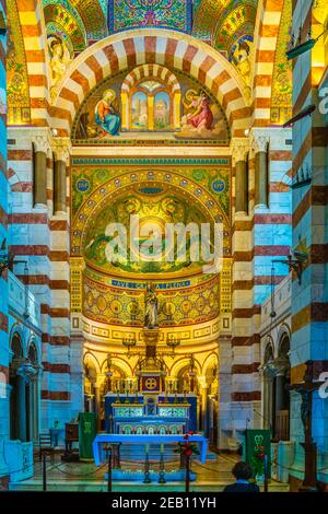 MARSEILLE, FRANCE, JUNE 9, 2017: Interior of Basilique Notre-Dame de la Garde in Marseille, France Stock Photo