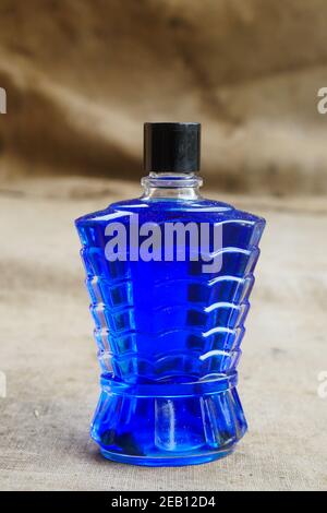 Blue Grease bottle, France Stock Photo