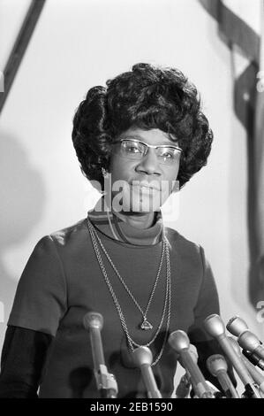 New York State Congresswoman Shirley Chisholm at Black Caucus State of the Union event, Washington, D.C., USA, Warren K. Leffler, January 31, 1973 Stock Photo