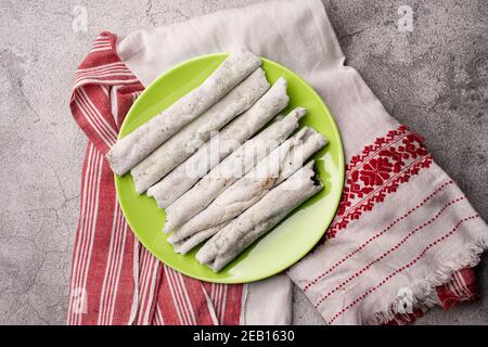 Til pitha a traditional food of Assam  isolated stock image. Stock Photo