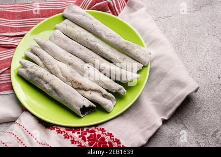 Til pitha a traditional food of Assam  isolated stock image. Stock Photo