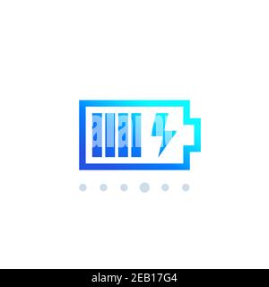 battery charging icon on white, vector Stock Vector