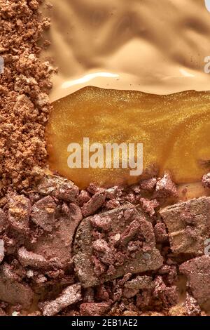 Broken eyeshadows in trendy shades isolated on white background Stock Photo