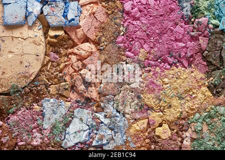 Broken eyeshadows in trendy shades isolated on white background Stock Photo