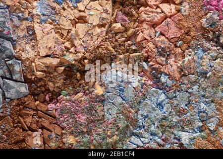 Broken eyeshadows in trendy shades isolated on white background Stock Photo
