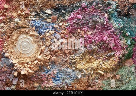 Broken eyeshadows in trendy shades isolated on white background Stock Photo