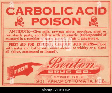 Carbolic Acid Poison 1920 Stock Photo