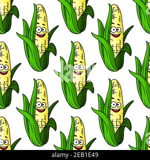 Ripe corn seamless pattern for agriculture or natural food concept design Stock Vector