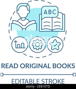 Reading original books concept icon Stock Vector