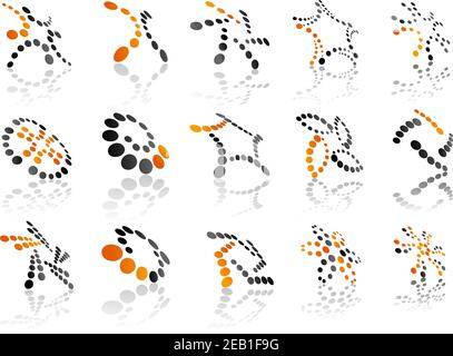 Orange and black 3d symbols set for business or logo design Stock Vector