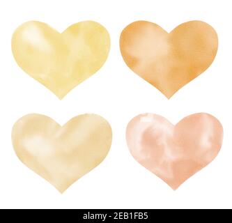 Hearts watercolor clipart. Hand painted illustration isolated on white. Love and valentine graphics. Stock Photo