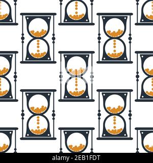 Hourglass or sandglass seamless pattern for wallpaper or background design Stock Vector